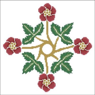 (image for) Floral Ornamental #041 Red & Gold Blooms